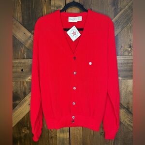 NWT Vintage Deadstock Men’s Store Red Grandpa Cardigan Sweater Size Medium